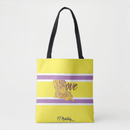 Die lila Tiger u. die GoldTasche trägt Tasche