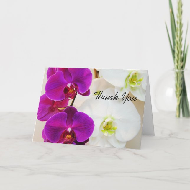 Die lila tropische Orchidee danken Ihnen zu Dankeskarte (Vorderseite)