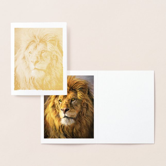 Die Lion Gold Foil Note Card gerettet Folienkarte (Anzeige)