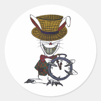 Die Logoaufkleber für das weiße Kaninchen Runder Aufkleber