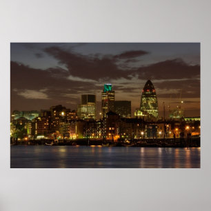 Die Londoner City in der Nacht Poster