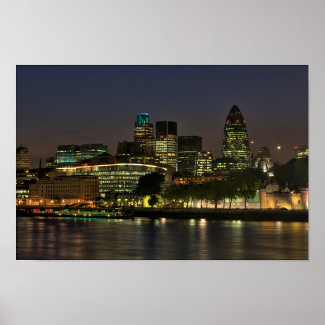 Die Londoner City in der Nacht Poster (Vorne)