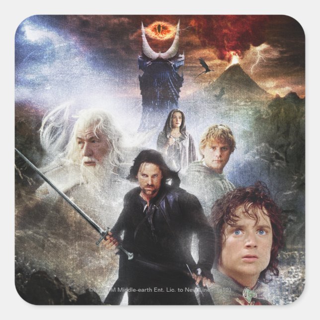 DIE LORD DER RINGS-Zeichenketten Quadratischer Aufkleber (Vorderseite)