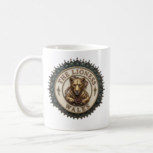 Die Löwin. Wales Kaffeetasse (Links)