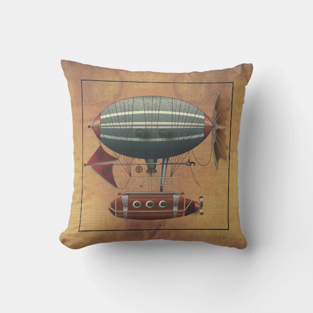 Die Luftschiff-Aleute Steampunk Flugmaschine Kissen (Vorderseite)