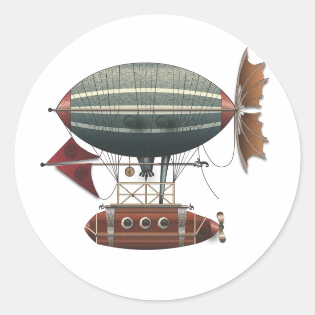 Die Luftschiff-Aleute Steampunk Flugmaschine Runder Aufkleber (Vorderseite)