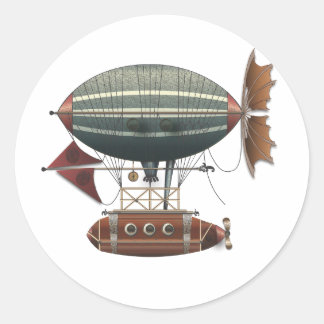 Die Luftschiff-Aleute Steampunk Flugmaschine Runder Aufkleber