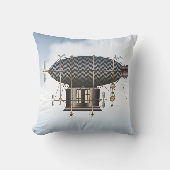 Die Luftschiff zierliche Noir Steampunk Kissen (Vorderseite)
