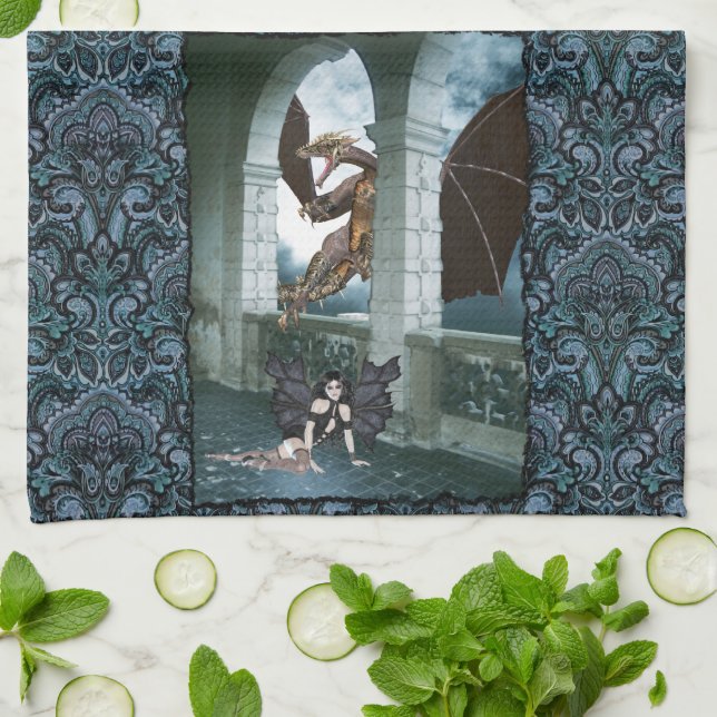 Die Lüge des Drachen Geschirrtuch (Gefaltet)