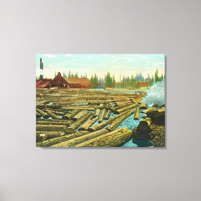 Die Lumbermühle und der Staudamm, gefüllt mit Leinwanddruck (Vorderseite)