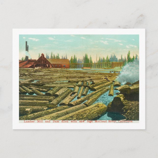 Die Lumbermühle und der Staudamm, gefüllt mit Postkarte (Vorderseite)