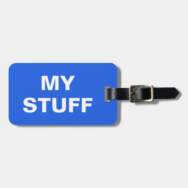 Die lustige Gepäckmarke mit "My Stuff" darauf Gepäckanhänger (Vorderseite horizontal)