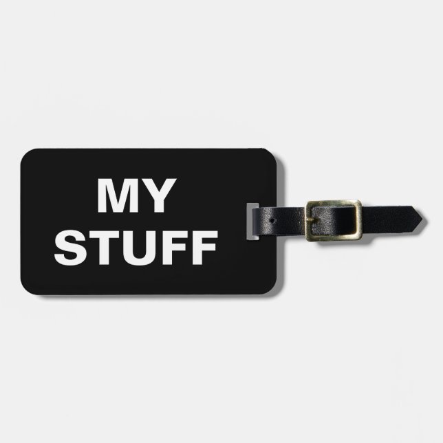 Die lustige Gepäckmarke mit "My Stuff" darauf Gepäckanhänger (Vorderseite horizontal)