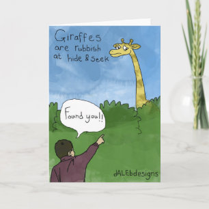 Die lustige Grüße-Karte - 'Giraffe; Verborgen und  Karte