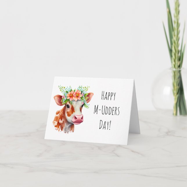 Die lustige Niedliche Kuh Pun Mother Day Card Karte (Vorderseite)