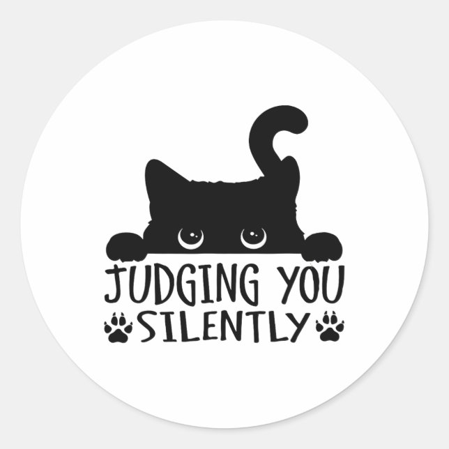 Die lustige schwarze Katze, die dich schweigend sa Runder Aufkleber (Vorderseite)