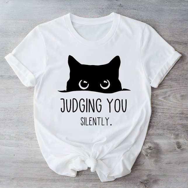Die lustige schwarze Katze, die dich schweigend sa T-Shirt (Von Creator hochgeladen)