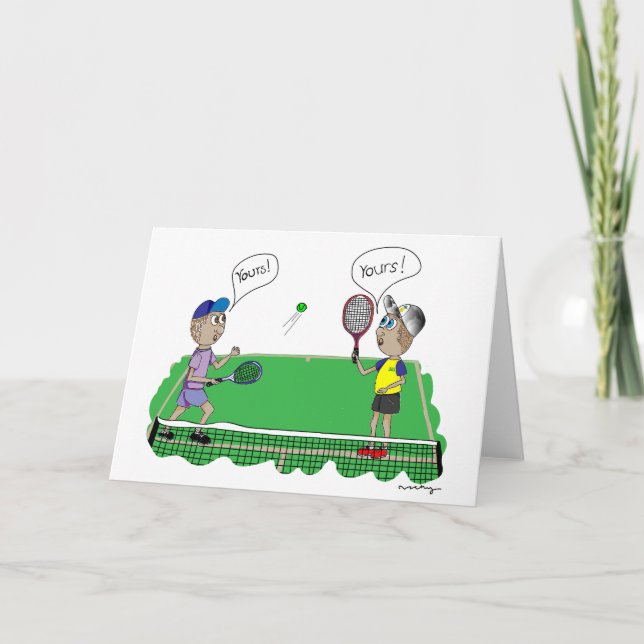 Die lustige Seite des Tennis Dankeskarte (Vorderseite)