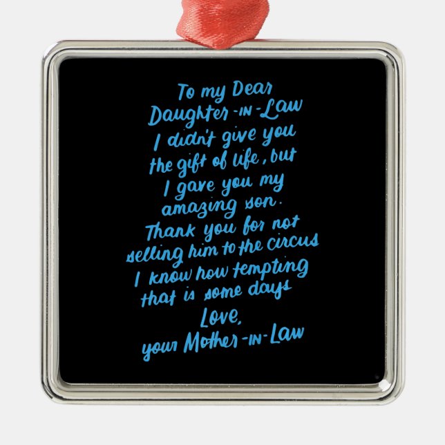 Die lustige Tochter im Jura zu meiner lieben Tocht Ornament Aus Metall (Vorne)