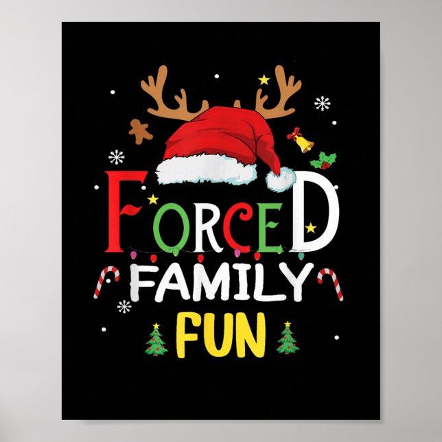 Die lustige Weihnachtsmannmütze zwang Familie Spaß Poster (Vorne)