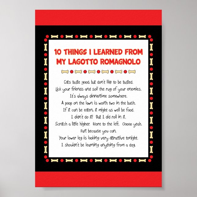 Die lustigen Dinge, die ich von meinem Lagotto Rom Poster (Vorne)