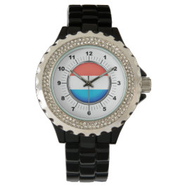 Die luxemburgische Flagge Kristall Black Watch Armbanduhr
