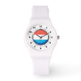 Die luxemburgische Flagge Sporty White Silicon Wat Armbanduhr