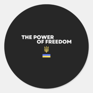 Die Macht der Freiheit Dreizack Ukrainische Flagge Runder Aufkleber