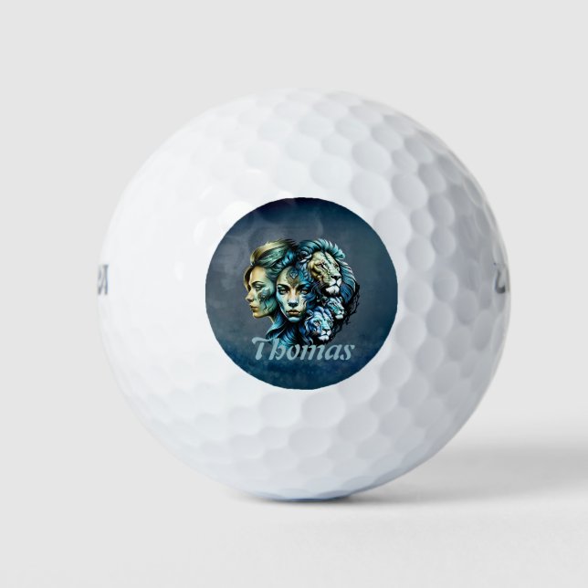 Die mächtige Gegenwart der Löwen Golfball (Vorderseite)