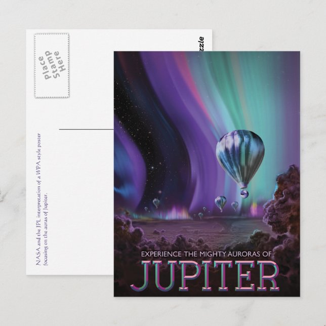 Die mächtigen Auras der Jupiter-Reisewerbung Postkarte (Vorne/Hinten)
