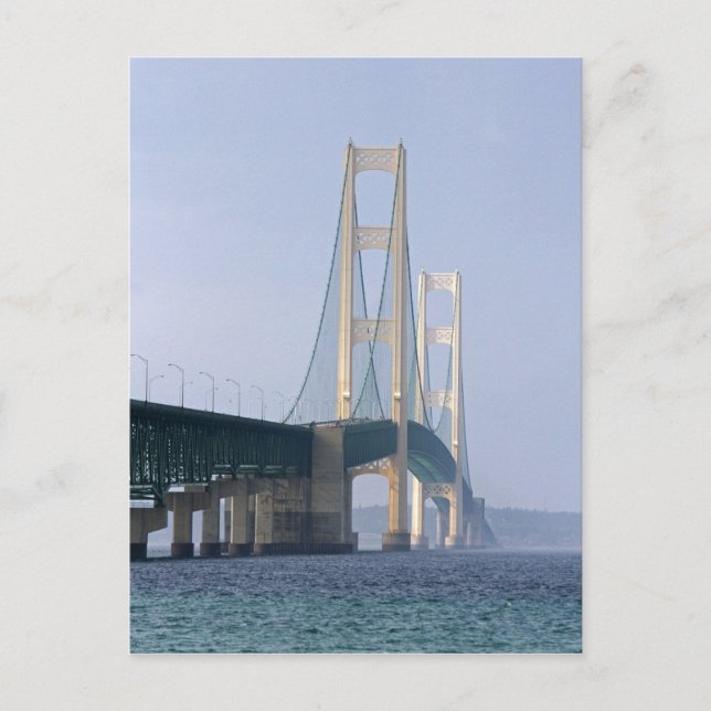 Die Mackinac-Brücke, die über die Straße von Postkarte (Vorderseite)