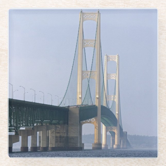 Die Mackinac-Brücke Glasuntersetzer (Vorderseite)