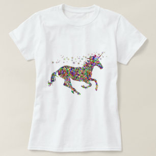 Die Mädchen-T - Shirt-bunter MosaikUnicorn der T-Shirt