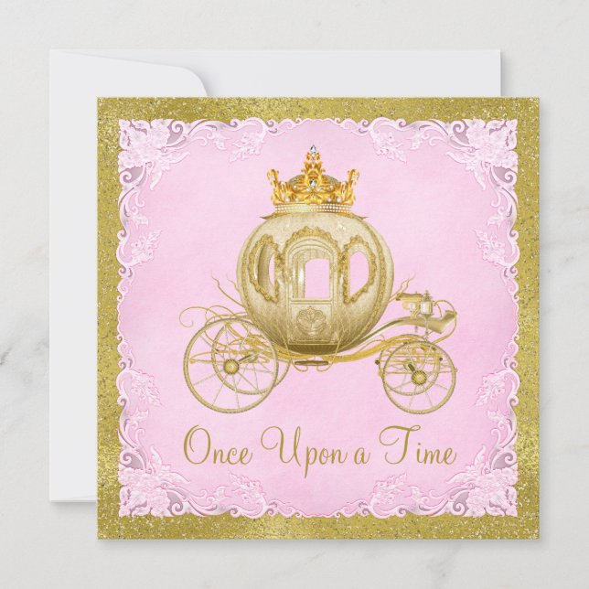 Die Mädchen trugen einmal die Prinzessin am Geburt Einladung (Vorderseite)