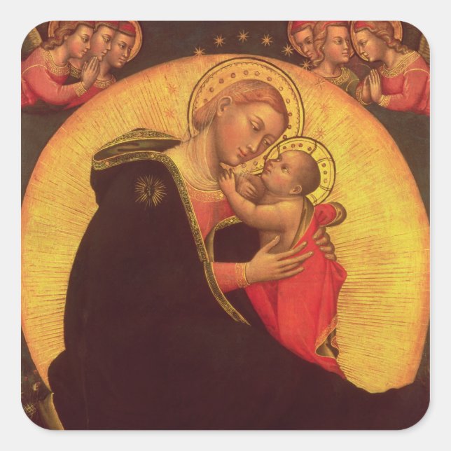 Die Madonna der Demut, 1390-1400 Quadratischer Aufkleber (Vorderseite)