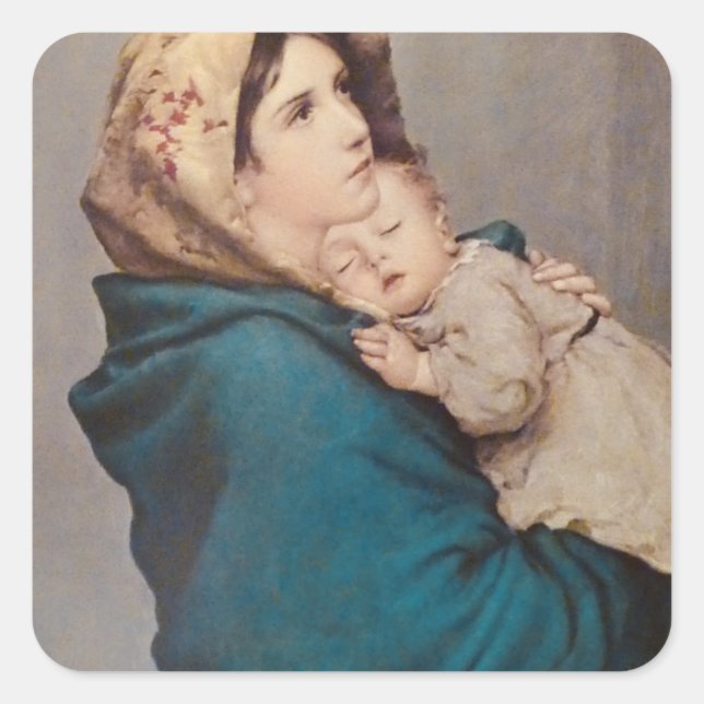 Die Madonna mit den Straßen von Roberto Ferruzzi Quadratischer Aufkleber (Vorderseite)