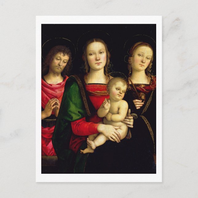 Die Madonna und das Kind mit dem Johannes der Tauf Postkarte (Vorderseite)