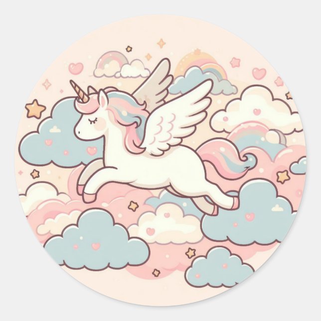 Die Magie der Unicorns Runder Aufkleber (Vorderseite)