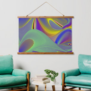Die Magie des Sommers , Abstrakte 3D-Kunst Wandteppich Mit Holzrahmen