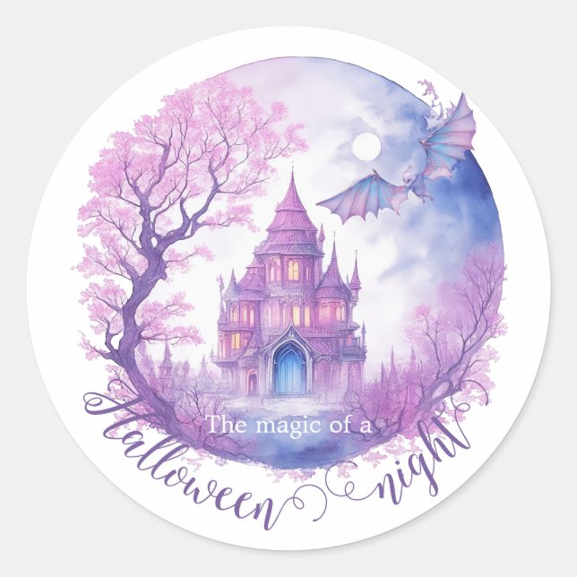 Die Magie einer Halloween-Nacht Runder Aufkleber (Vorderseite)