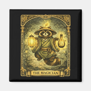 Die Magier Tarotkarte Tanuki Yokai Waschbär Magnet