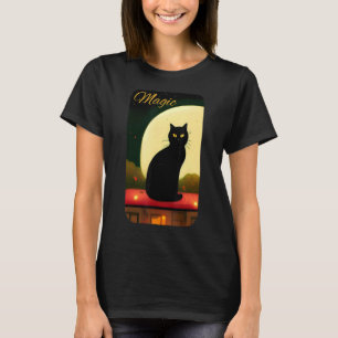 Die magische schwarze Katze auf dem Mondtee, Chat  T-Shirt