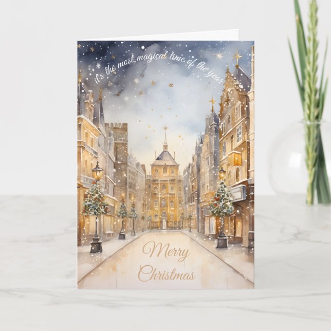 Die magischste Zeit des Jahres Gold Weihnachtskart Karte (Vorderseite)