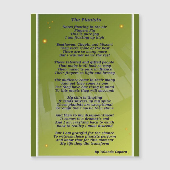 Die Magnetkarte der Pianisten (Vorderseite)