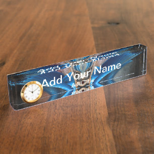 Die Majestät von Arsencia Desk Namplate mit Uhr Namensplakette