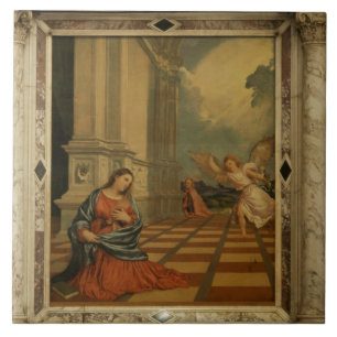 Die Malchiostro Ankündigung, c.1520 (Öl auf Plat Fliese