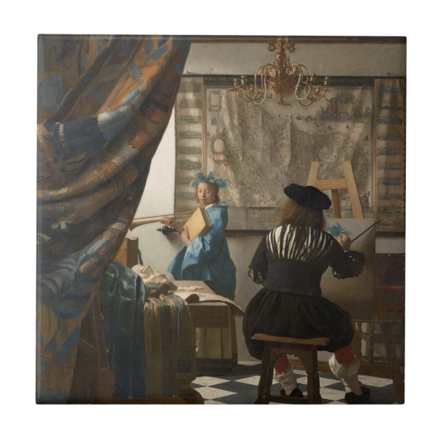 Die Malkunst von Johannes Vermeer  Fliese (Vorderseite)