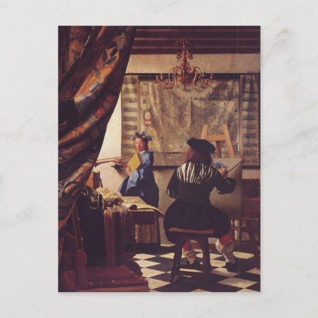 Die Malkunst von Johannes Vermeer Postkarte (Vorderseite)