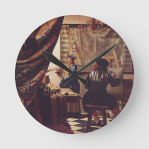 Die Malkunst von Johannes Vermeer Runde Wanduhr
