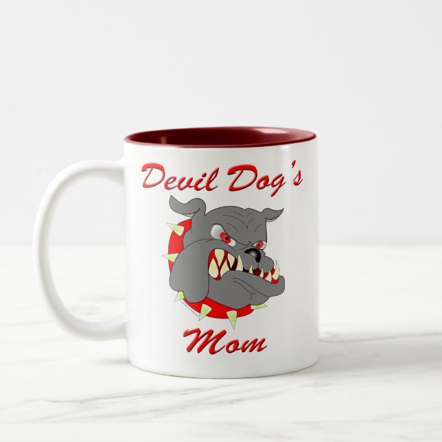 Die Mama des USMC-Teufel-Hundes Zweifarbige Tasse (Links)